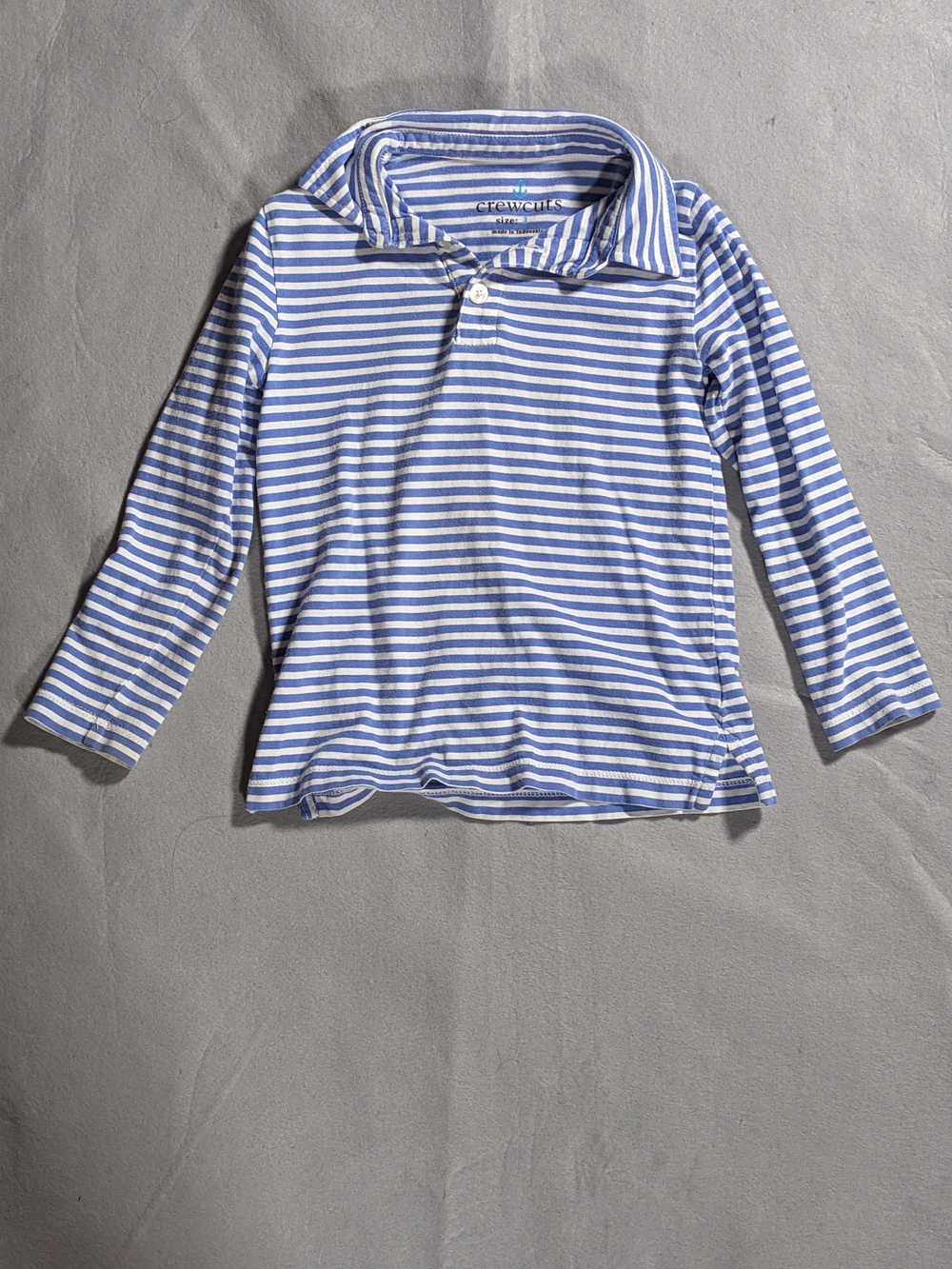 Crewcuts Blue and White Striped Long-Sleeve Polo